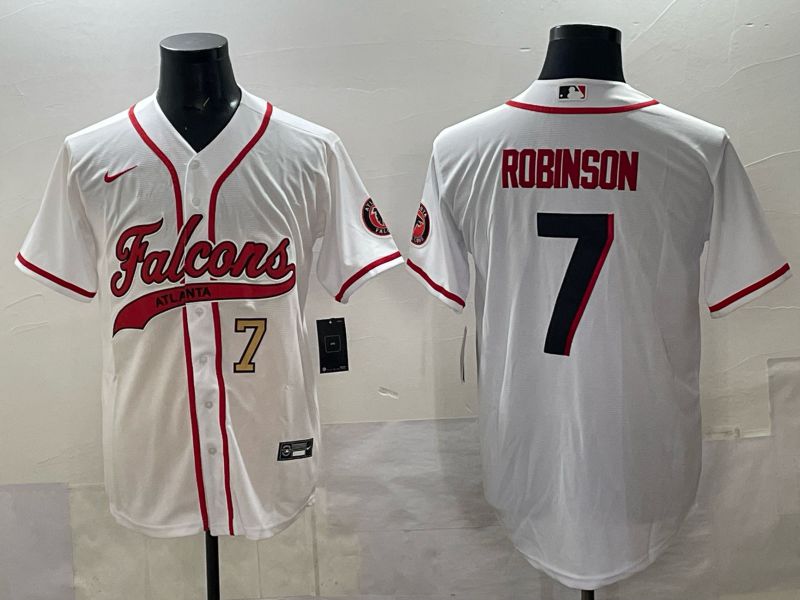 Men 2025 Nike Atlanta Falcons #7 Robinson white Joint Name Limited NFL Jersey style 04